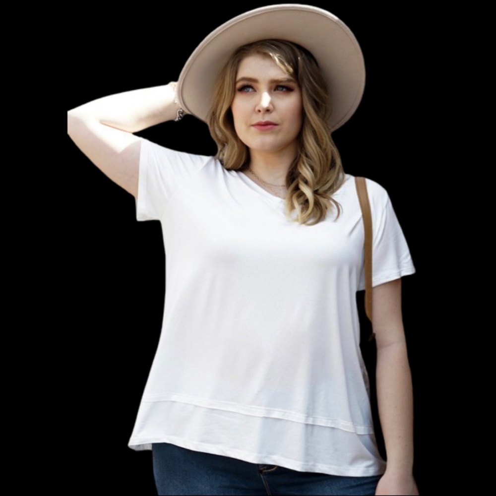 Plus sized super soft white essential top
